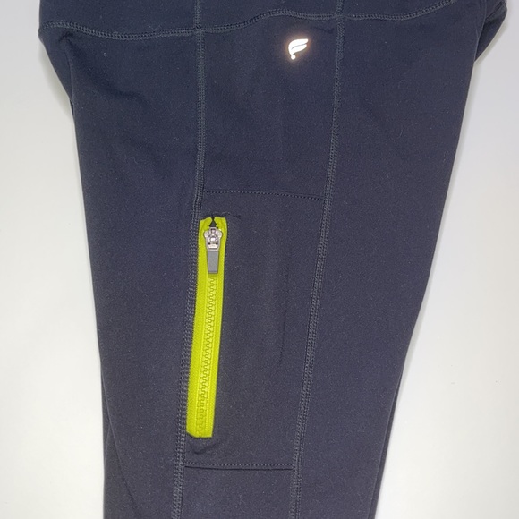 Fabletics Motion 365 Thick Black & Citron Athletic Yoga Pants Workout Leggings S - Picture 7 of 10